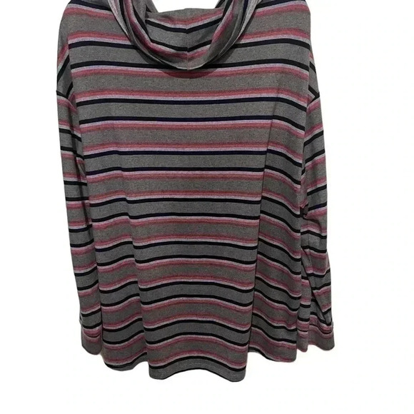 lane bryant cowl neck light weight long sleeve top size 26/28 grey striped - Picture 2 of 3